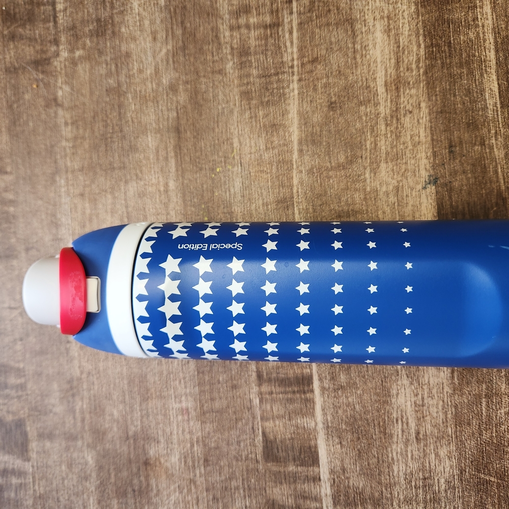 Blue Water Bottle with Star Pattern